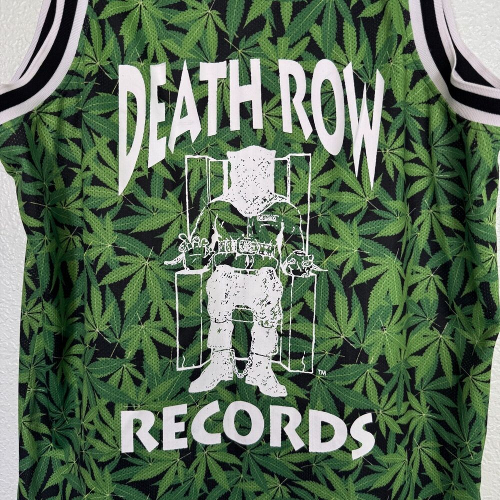 Death Row Records Jersey Mens Medium Basketball Hip Hop Rap Green Leaf Shirt M - Picture 2 of 10